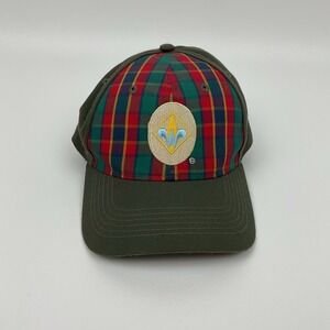 Boy Scouts Webelos Flex Fit Hat Size M Green‎ Plaid Logo Cap Outdoor Camping